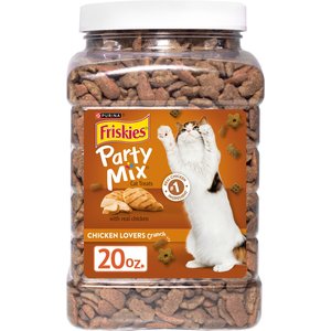 Purina Friskies Party Mix Chicken Lovers Crunch Cat Treats, 20-oz tub