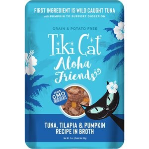 Tiki Cat Aloha Friends Tuna with Tilapia & Pumpkin Grain-Free Wet Cat Food, 3-oz pouch, case of 12