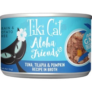 Tiki Cat Aloha Friends Tuna with Tilapia & Pumpkin Grain-Free Wet Cat Food, 5.5-oz can, case of 8