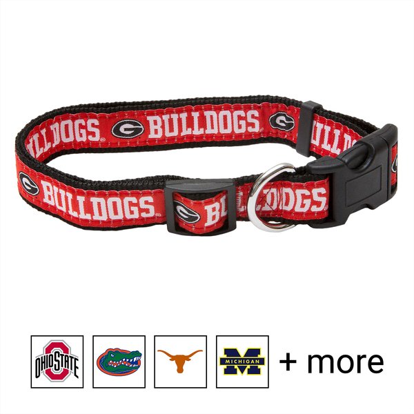 Pets First NCAA Nylon Dog Collar, Georgia Bulldogs, Large: 14 to 24-in neck, 1-in wide slide 1 of 5