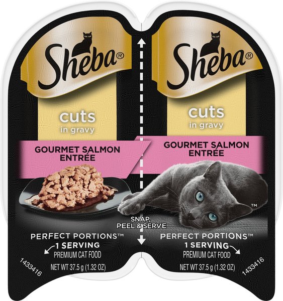 Sheba Perfect Portions Grain-Free Gourmet Salmon Cuts in Gravy Entree Cat Food Trays, 2.6-oz, case of 24 twin-packs slide 1 of 10