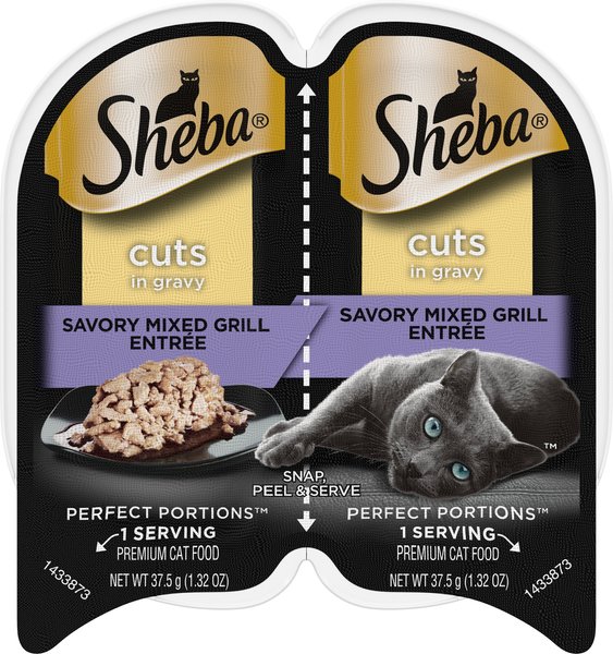 Sheba Perfect Portions Grain-Free Savory Mixed Grill Cuts in Gravy Entree Cat Food Trays, 2.6-oz, case of 24 twin-packs slide 1 of 10