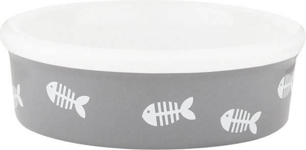 Signature Housewares Fish Non-Skid Ceramic Cat Bowl, Gray, 1-cup slide 1 of 5