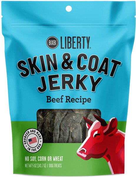 BIXBI Liberty Skin & Coat Beef Liver Recipe Grain-Free Jerky Dog Treats, 5-oz bag slide 1 of 3