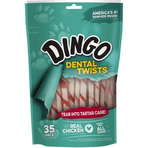 Dingo Dental Twists for Total Care Chicken Dog Treats, 35 count
