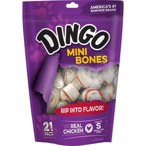 Dingo Mini Meat in the Middle Dog Rawhide Chews, 21 count