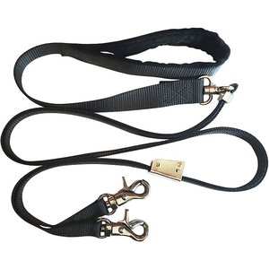 Sporn Nylon Double Dog Leash, Black, Medium/Large: 5-ft long, 5/8-in wide