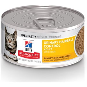 Hill's Science Diet Adult Urinary Hairball Control Savory Chicken Entree Canned Cat Food, 5.5-oz, case of 24