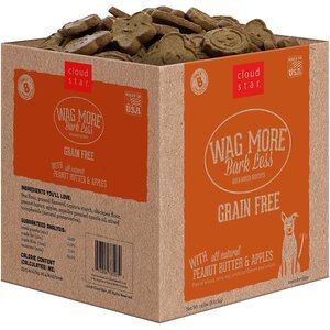 Cloud Star Wag More Bark Less Grain-Free Oven Baked with Peanut Butter & Apples Dog Treats, 19-lb box