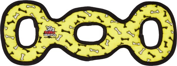 Tuffy's Ultimate 3-Way Tug Squeaky Plush Dog Toy, Yellow Bones slide 1 of 8