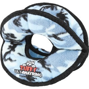 Tuffy's Ultimate 4-Way Ring Squeaky Plush Dog Toy, Camo Blue