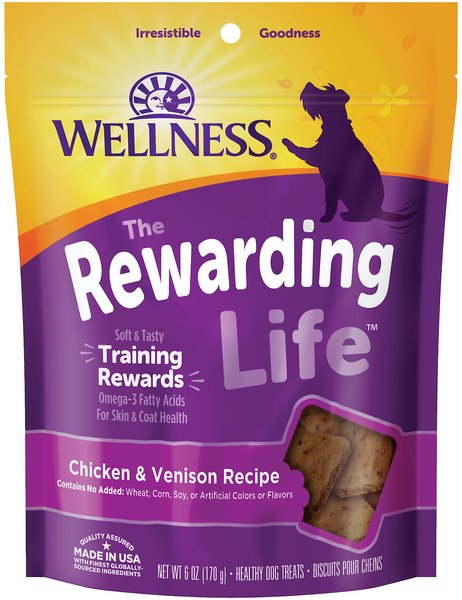 Wellness Rewarding Life Chicken & Venison Grain-Free Soft & Chewy Dog Treats, 6-oz bag slide 1 of 9