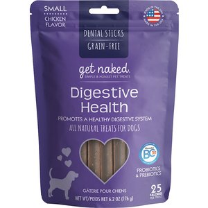 Get Naked Digestive Health Grain-Free Small Dental Stick Dog Treats, 18 count