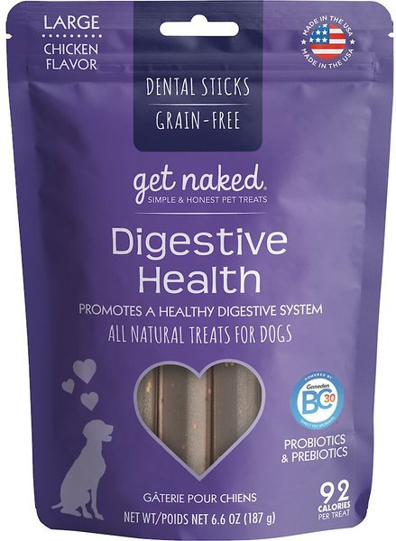 Get Naked Digestive Health Grain-Free Large Dental Stick Dog Treats, 6 count slide 1 of 6