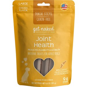 Get Naked Joint Health Grain-Free Large Dental Stick Dog Treats, 6 count