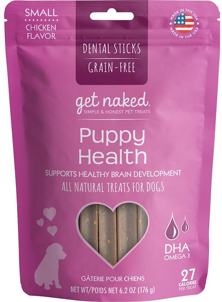 Get Naked Puppy Health Grain-Free Small Dental Stick Dog Treats, 18 count slide 1 of 5