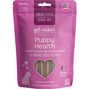 Get Naked Puppy Health Grain-Free Small Dental Stick Dog Treats, 18 count