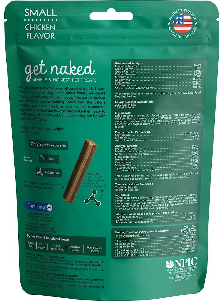 Get Naked Weight Management Grain-Free Dental Chew Sticks 
