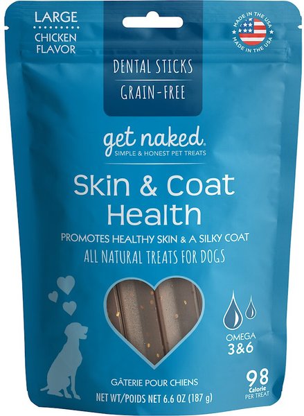 Get Naked Skin & Coat Health Grain-Free Large Dental Stick Dog Treats, 6 count slide 1 of 5