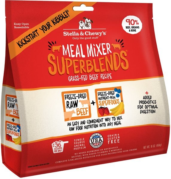 Stella & Chewy's SuperBlends Grass-Fed Beef Recipe Meal Mixers Freeze-Dried Raw Dog Food Topper, 16-oz bag slide 1 of 6