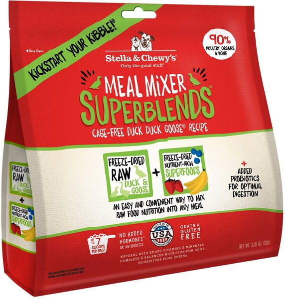 Stella & Chewy's SuperBlends Cage-Free Duck Duck Goose Recipe Meal Mixers Freeze-Dried Raw Dog Food Topper, 3.25-oz bag slide 1 of 6