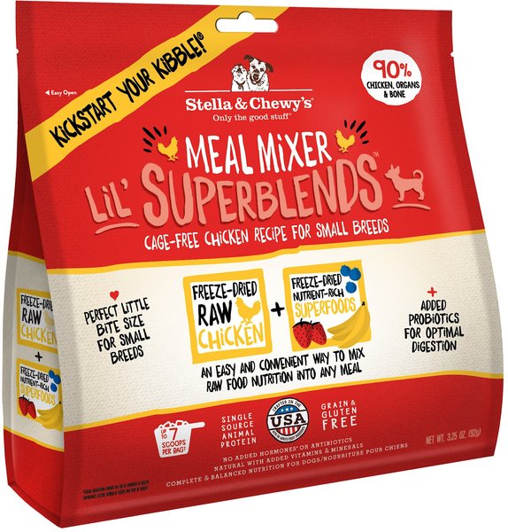 Stella & Chewy's Lil' SuperBlends Small Breed Cage-Free Chicken Recipe Meal Mixers Freeze-Dried Raw Dog Food Topper, 3.25-oz bag slide 1 of 6