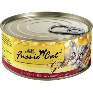 Fussie Cat Super Premium Chicken & Beef Formula in Pumpkin Soup Grain-Free Canned Cat Food, 2.8-oz, case of 24
