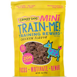 Crazy Dog Train-Me! Minis Chicken Flavor Dog Treats, 4-oz bag