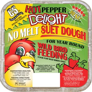 C&S Hot Pepper Delight No Melt Suet Dough Wild Bird Food, 11.75-oz tray, 1 count