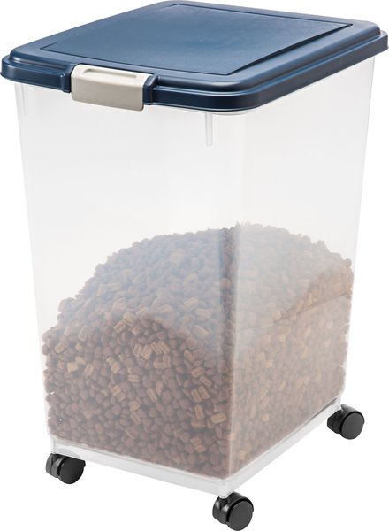 IRIS Airtight Pet Food Storage Container, Clear/Navy, 69-qt slide 1 of 7