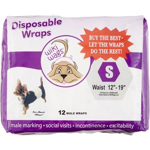 Wiki Wags Disposable Male Dog Wraps, Small: 12 to 19-in waist, 12 count