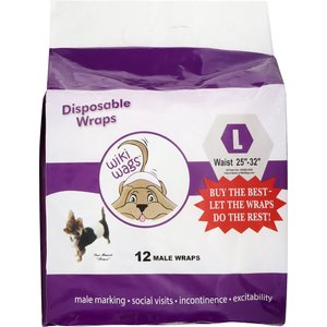 Wiki Wags Disposable Male Dog Wraps, Large: 25 to 32-in waist, 12 count