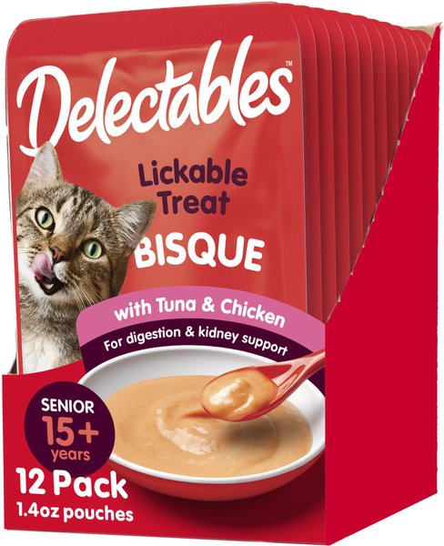 Hartz Delectables Bisque Senior 15+ Tuna & Chicken Lickable Cat Treat, 1.4-oz, case of 12 slide 1 of 10