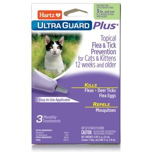 Hartz UltraGuard Plus Flea & Tick Spot Treatment for Cats, over 5 lbs, 3 Doses (3-mos. supply)