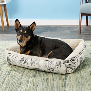 Paws & Pals 1800's Newspaper Bolster Cat & Dog Bed, Large