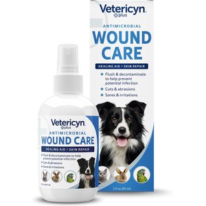 Vetericyn Plus Antimicrobial Wound & Skin Care Spray for Dogs, Cats, Horses, Birds & Small Pets, 3-oz bottle