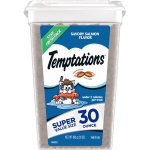 Temptations Savory Salmon Flavor Cat Treats, 30-oz tub