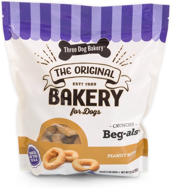 Three Dog Bakery Crunchy Beg-als Peanut Butter Dog Treats, 25-oz bag slide 1 of 3