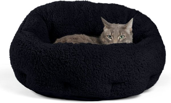 Best Friends by Sheri OrthoComfort Sherpa Bolster Cat & Dog Bed, Black, Standard slide 1 of 11