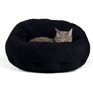 Best Friends by Sheri OrthoComfort Sherpa Bolster Cat & Dog Bed, Black, Standard