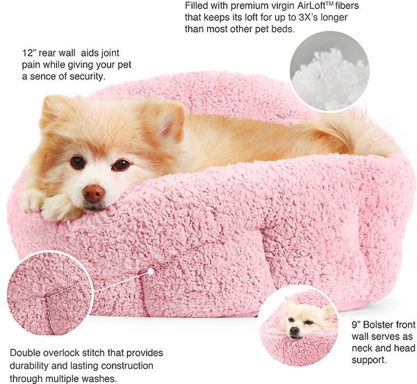 Best Friends by Sheri OrthoComfort Sherpa Bolster Cat & Dog Bed, Pink, Standard slide 1 of 11