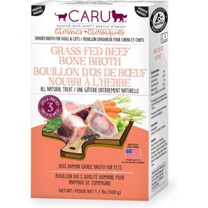 Caru Grass-Fed Beef Bone Broth Human-Grade Dog & Cat Wet Food Topper, 1.1-lb box