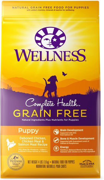 Wellness Grain-Free Complete Health Puppy Deboned Chicken, Chicken Meal & Salmon Meal Recipe Dry Dog Food, 24-lb bag slide 1 of 9