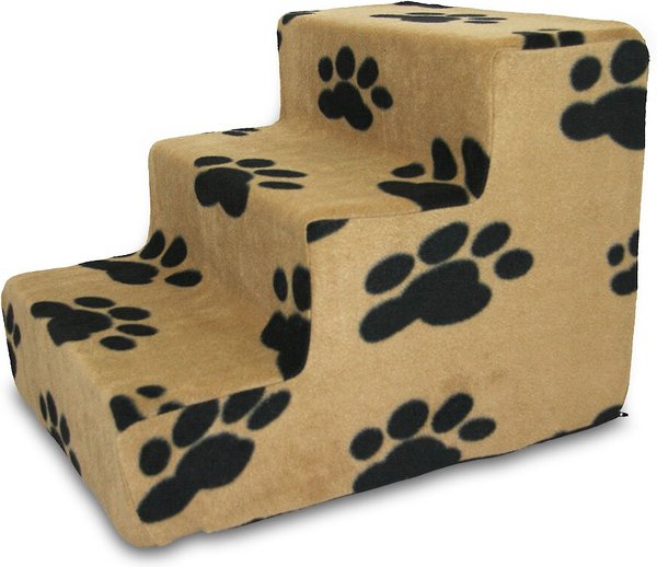 Best Pet Supplies Paw Print Foam Cat & Dog Stairs, Beige, 3-Step slide 1 of 6