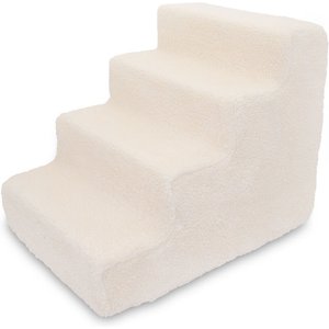 Best Pet Supplies Foam Cat & Dog Stairs, White Lambswool, 4-Step