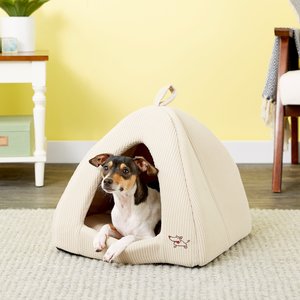Best Pet Supplies Tent Covered Cat & Dog Bed, Tan, Medium