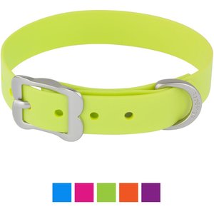 Red Dingo Vivid PVC Dog Collar, Lime, Large: 16 to 20-in neck, 1-in wide