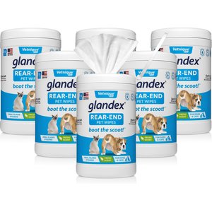Vetnique Labs Glandex Wipes Cleansing & Deodorizing Anal Gland Hygienic Rear End Dog & Cat Wipes, 75 count, case of 6