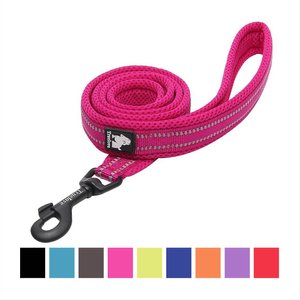 Chai's Choice Premium Outdoor Adventure Padded 3M Polyester Reflective Dog Leash, Fuchsia, 3.6-ft long, 4/5-in wide