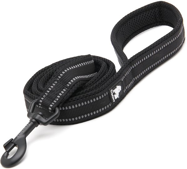 Chai's Choice Premium Outdoor Adventure Padded 3M Polyester Reflective Dog Leash, Black, 6.5-ft long, 1-in wide slide 1 of 5